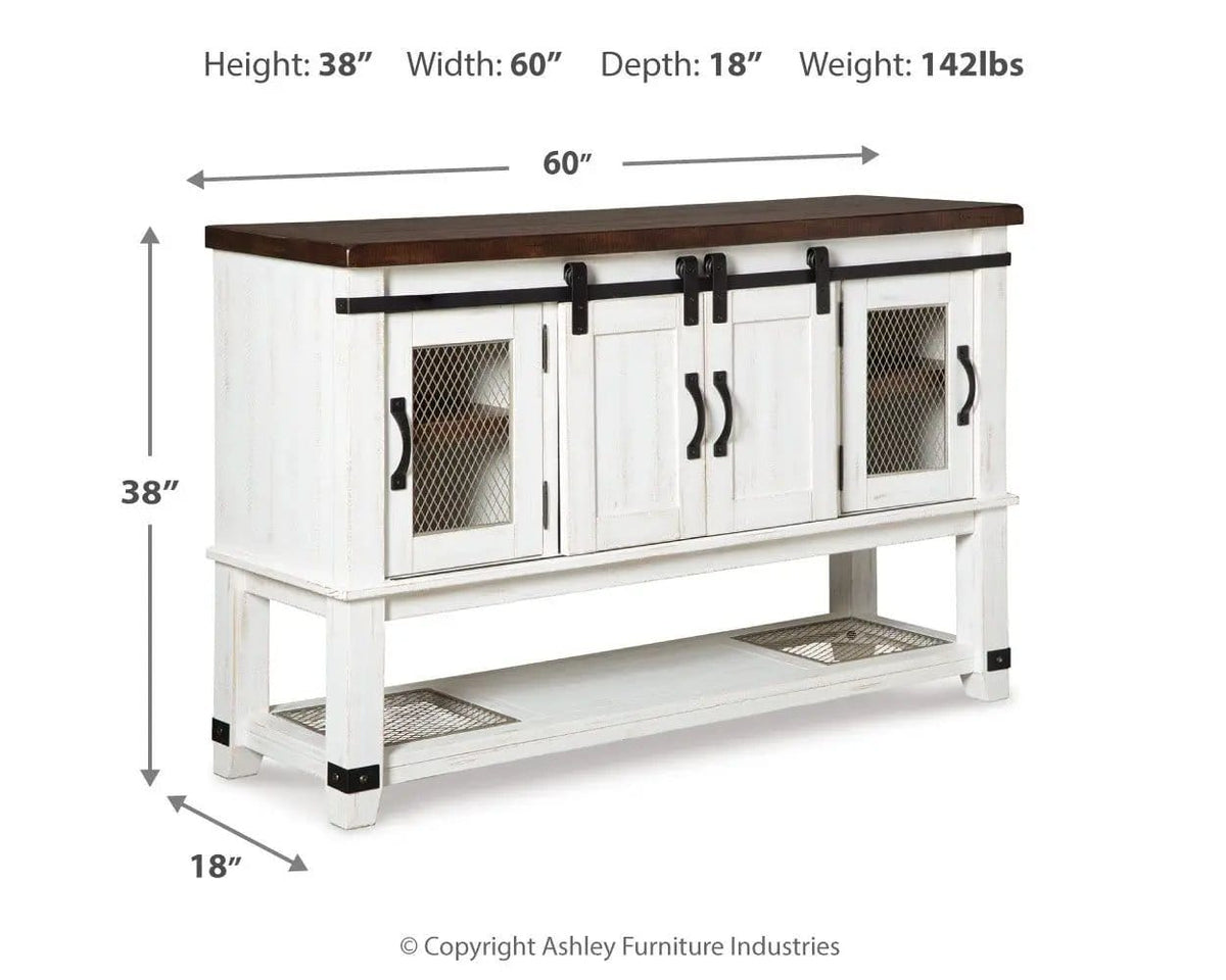Valebeck Dining Room Server | 60 x 18 x 38 in | Engineered Wood | White / Brown