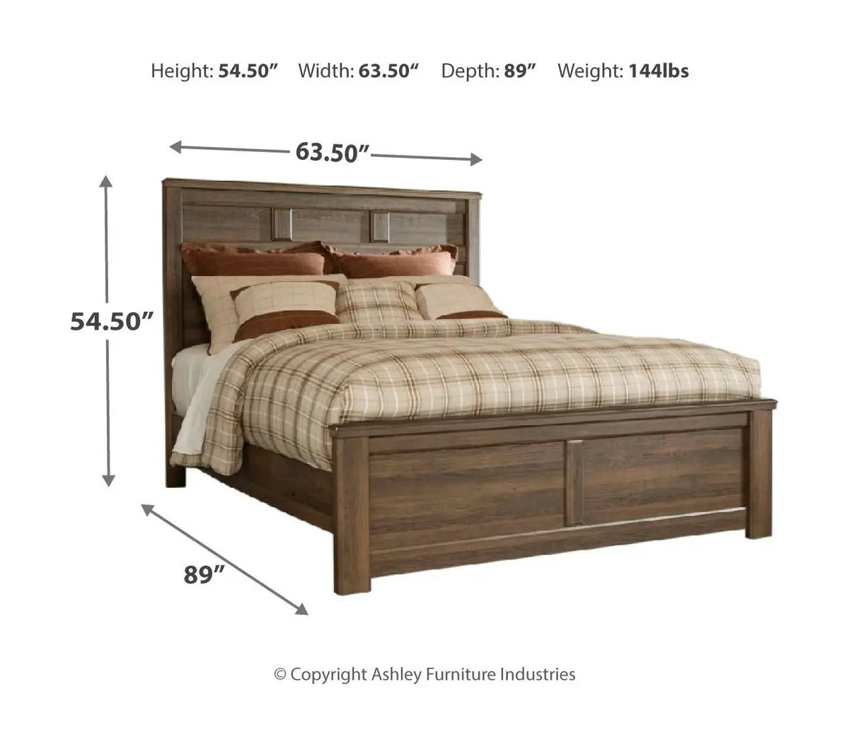 Juararo Panel Bedroom Set | 4-Piece | Aged Brown Rough Sawn Finish | Pewter Hardware