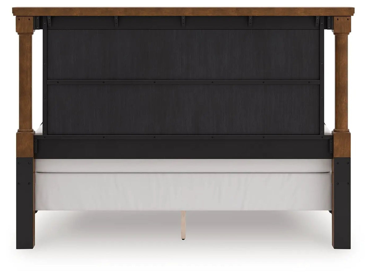 Rowlenstown Poster Bed | Casual Traditional Design | Rubbed Finish | Hefty Silhouette