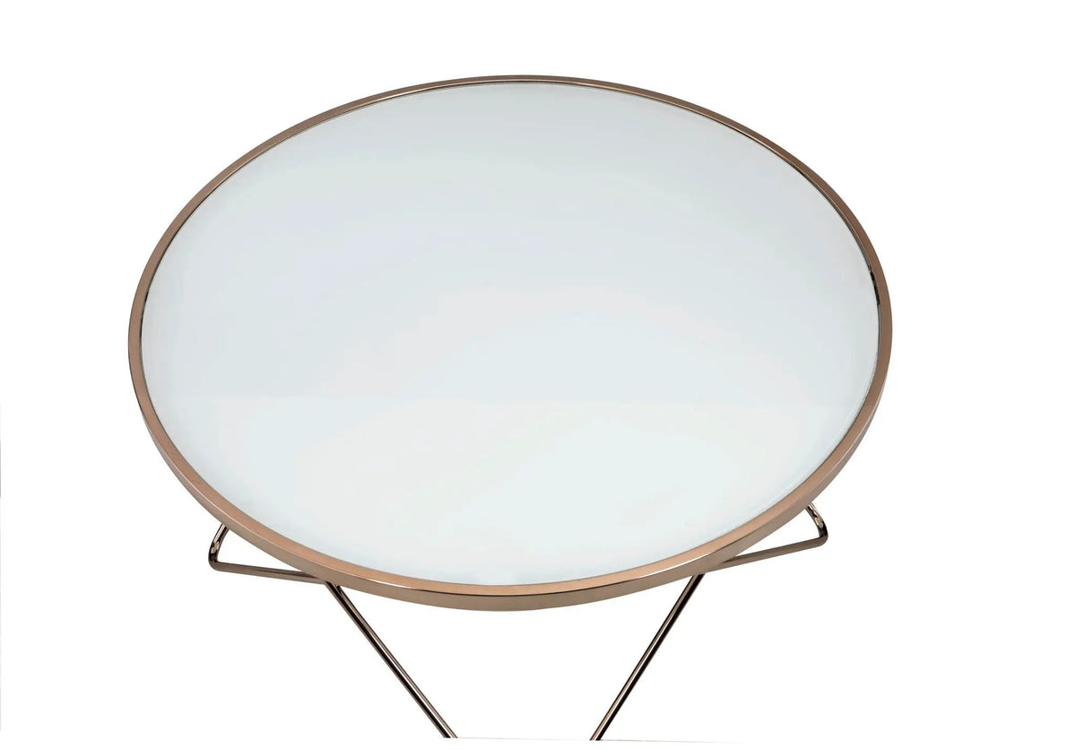 Valora Glass Coffee Table | Round 34 Inch | 5mm Smoky Glass Top | Overlapped Metal Base