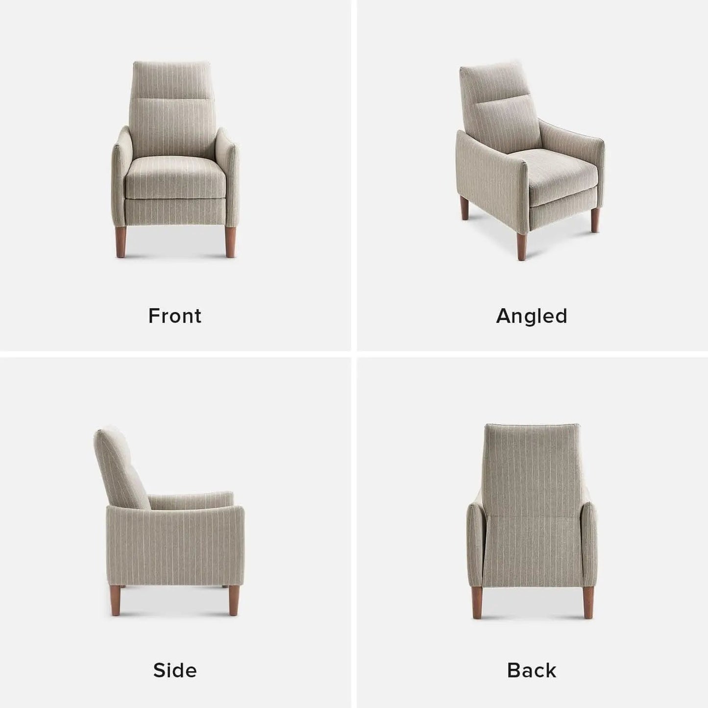 Arthur Mid Century Recliner Chair With 3 Positions Taupe Stripe Jacquard from PriceLows™