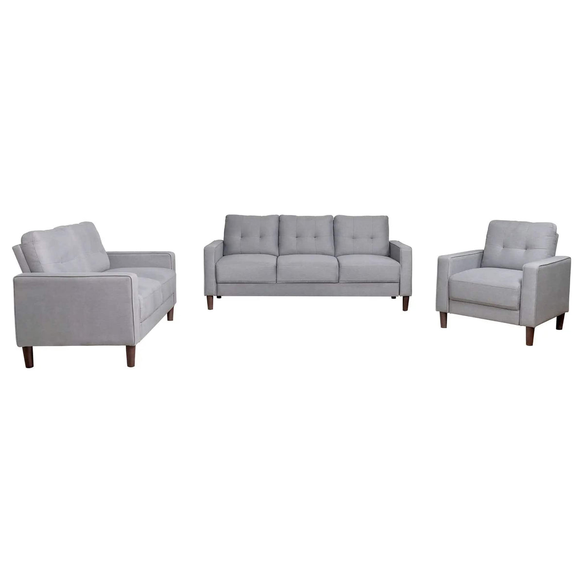 Bowen 3-piece Upholstered Track Arm Tufted Sofa Set | 3-Piece Set | Fabric | Grey