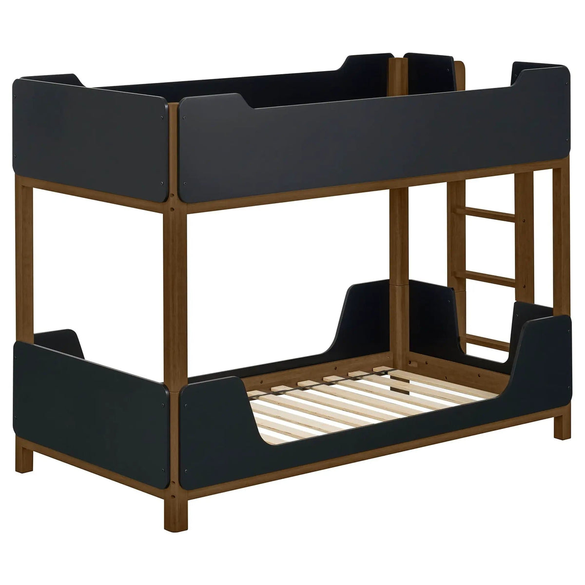 Morris Twin Over Twin Wood Bunk Bed Black and | 81.75 x 41.25 x 58.5 in | Rubberwood & Engineered Wood | Walnut