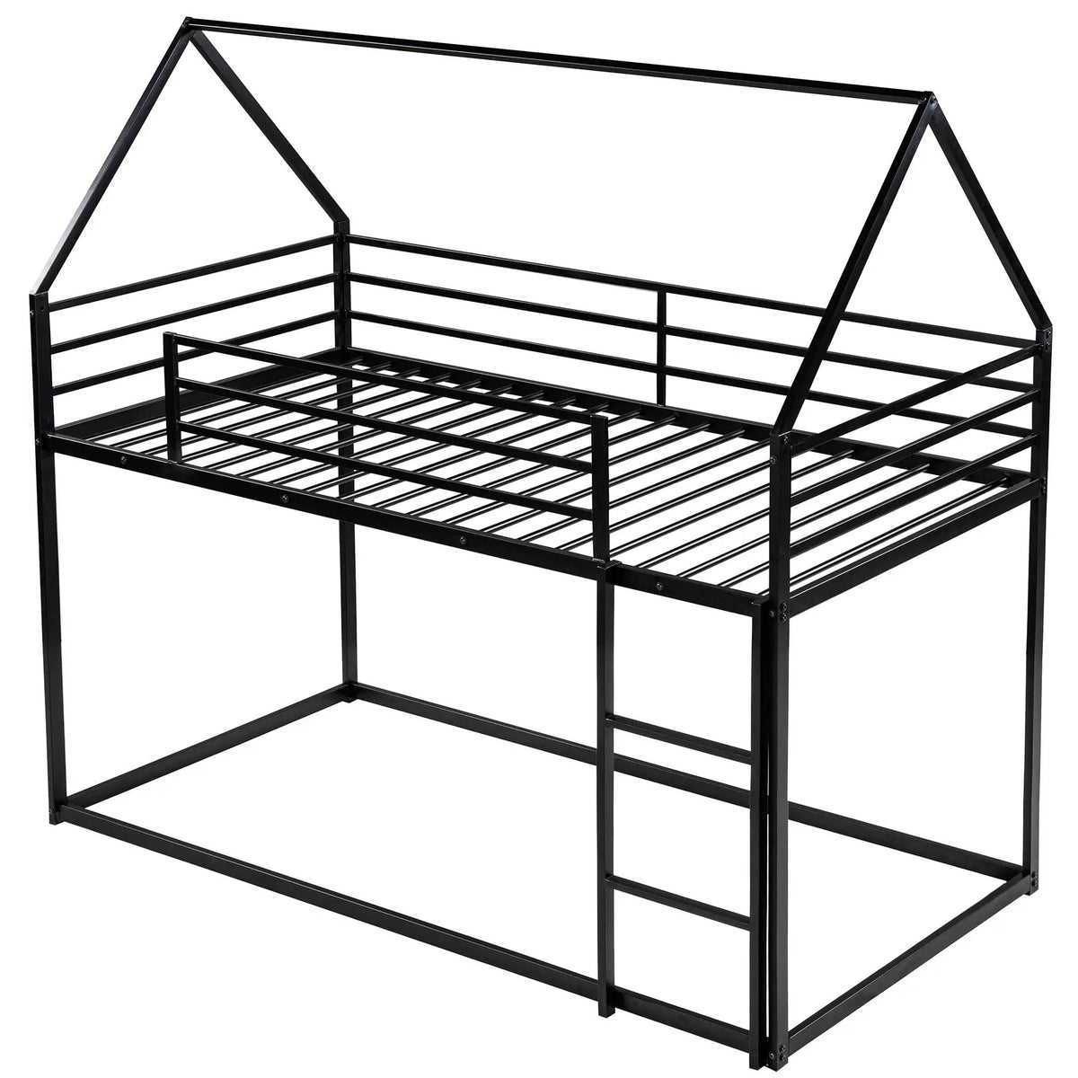House Bunk Bed | With Built In Slide | Solid Metal Frame | Twin Over Twin