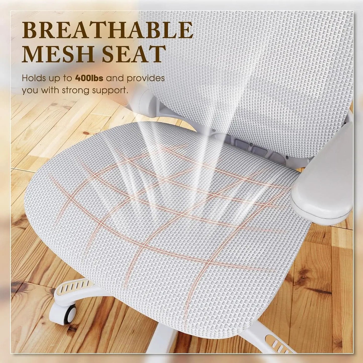 White Mesh Ergonomic Office Chair With Headrest Tilt 400Lbs from PriceLows™