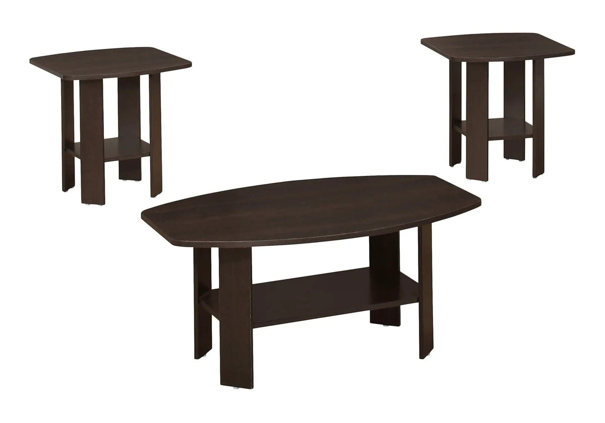 Espresso Coffee Table Set | Set Of 3 | Transitional Style | Kid And Pet Safe