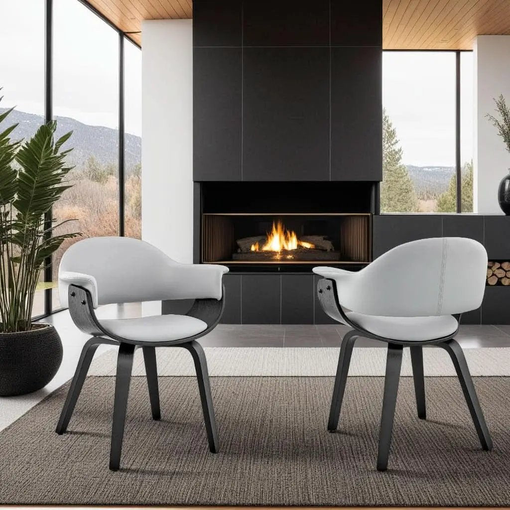 Adalyn Faux Leather Dining Room Accent Chair Gray Black Wood Base from PriceLows™