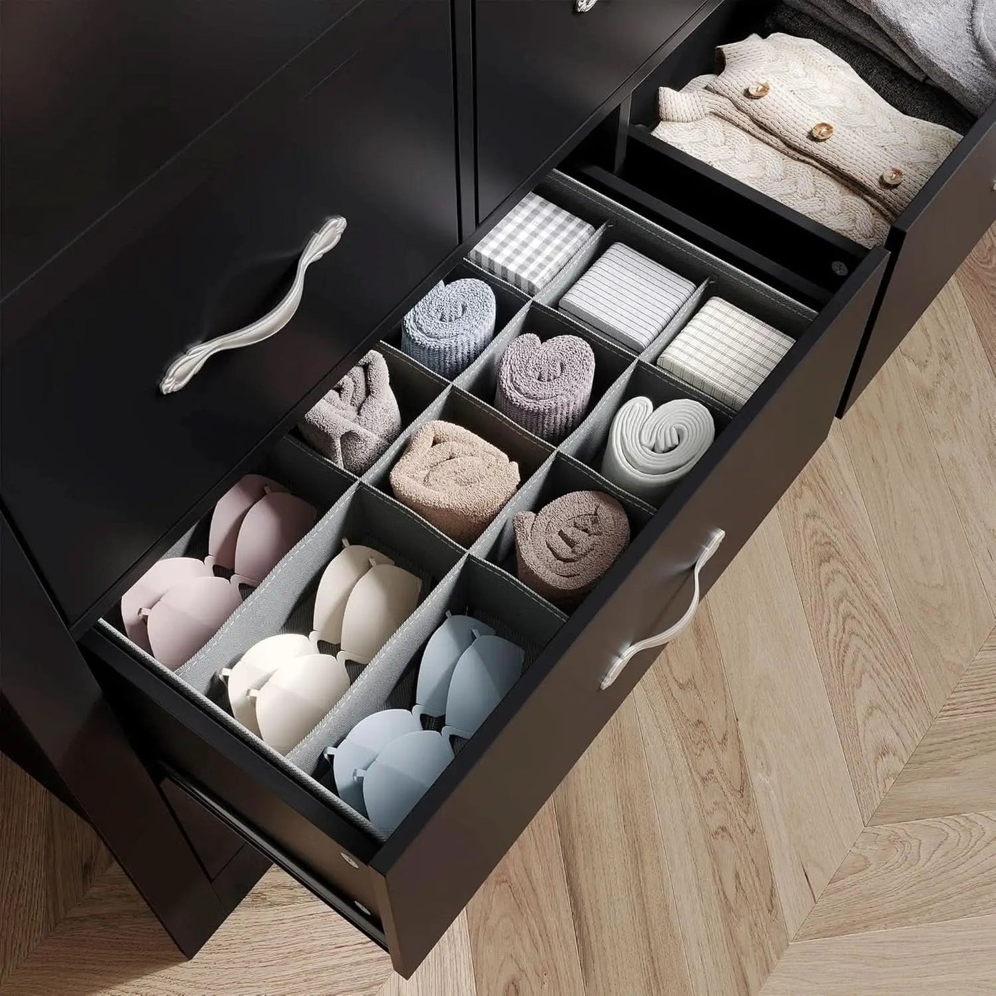 Black Contemporary Dresser With Large Deep Drawers from PriceLows™