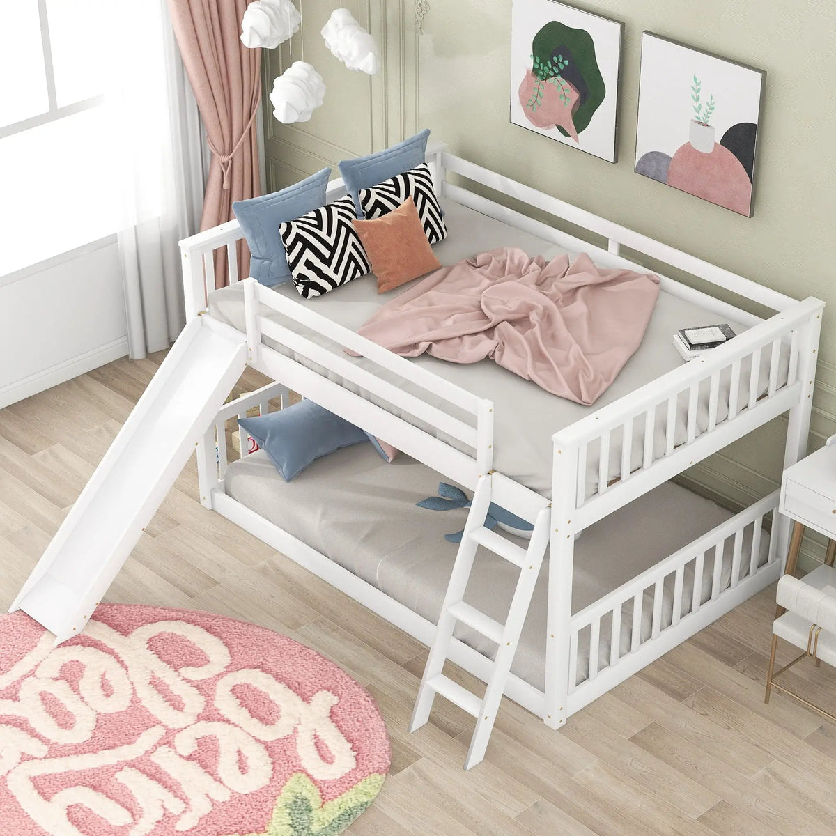 Bunk Bed | Convertible Slide And Ladder | Solid Pine Wood | Easy Access Design
