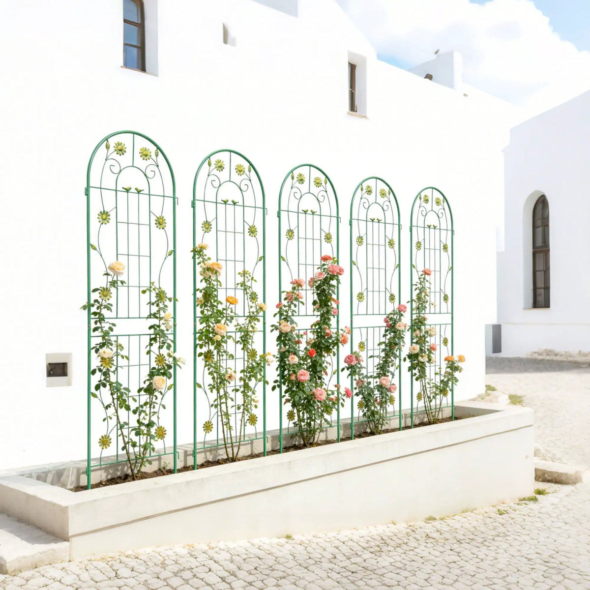 Metal Garden Trellis | Galvanized Steel | Powder Coated | 4 Piece Set