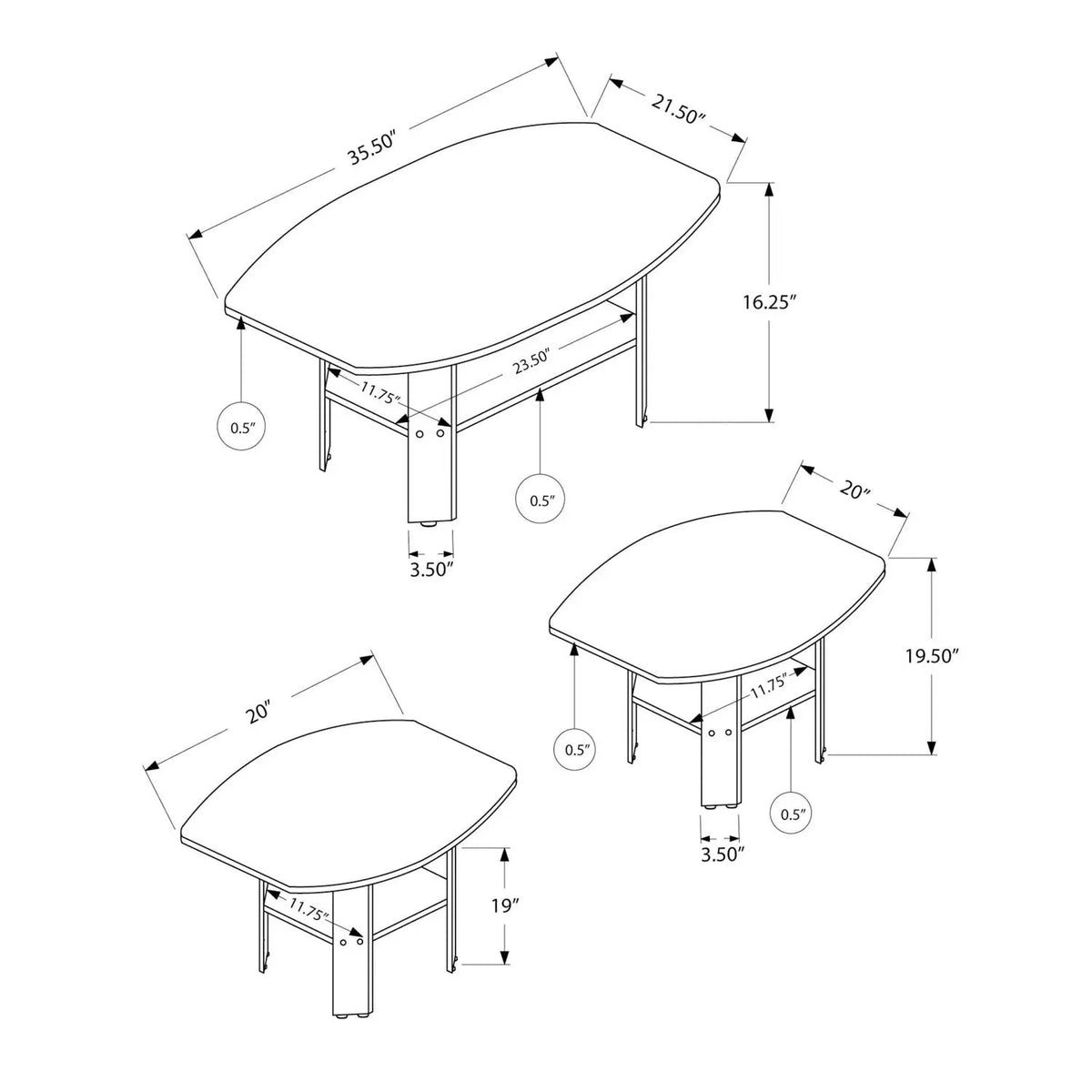 Coffee End And Accent Table Set | Set Of 3 | Wood-Look Finish | Child And Pet Safe