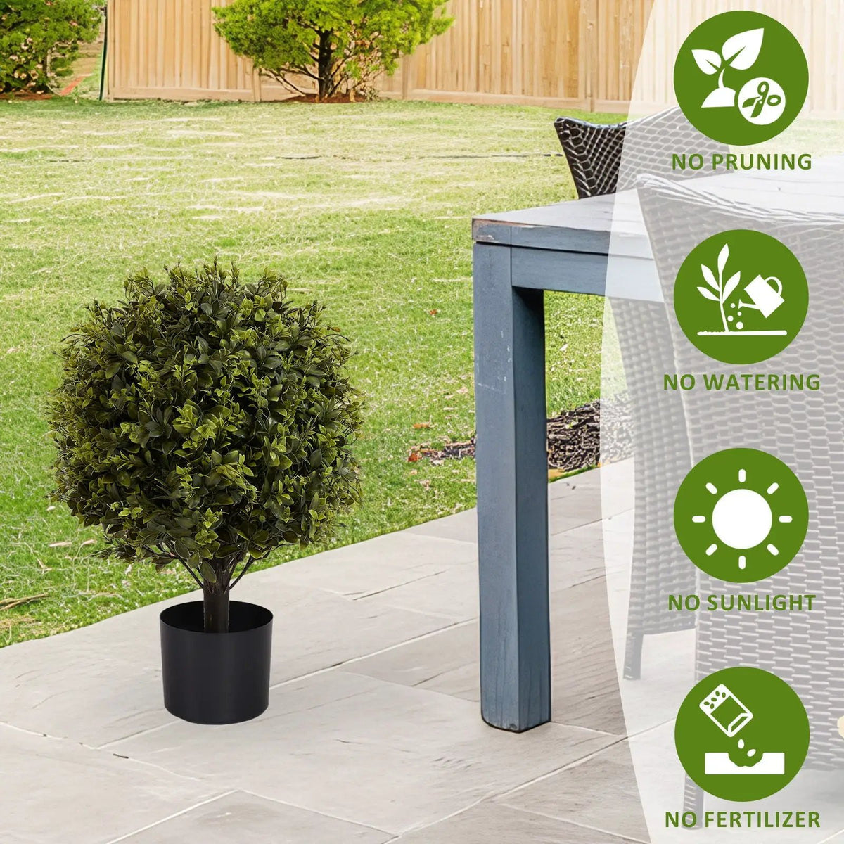 Artificial Ball Topiary Trees | Set Of 2 | 21.6 Inch Height | Indoor Outdoor Potted Decor