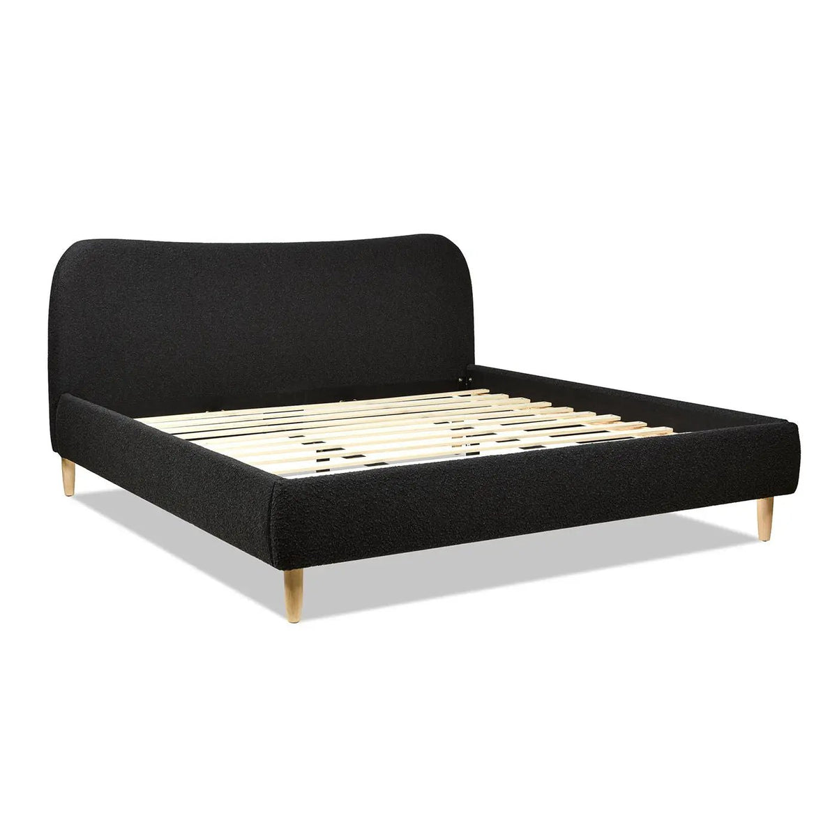 Roman Upholstered Platform Bed | Curved Headboard | Upholstered Rails | Eco-Friendly Construction