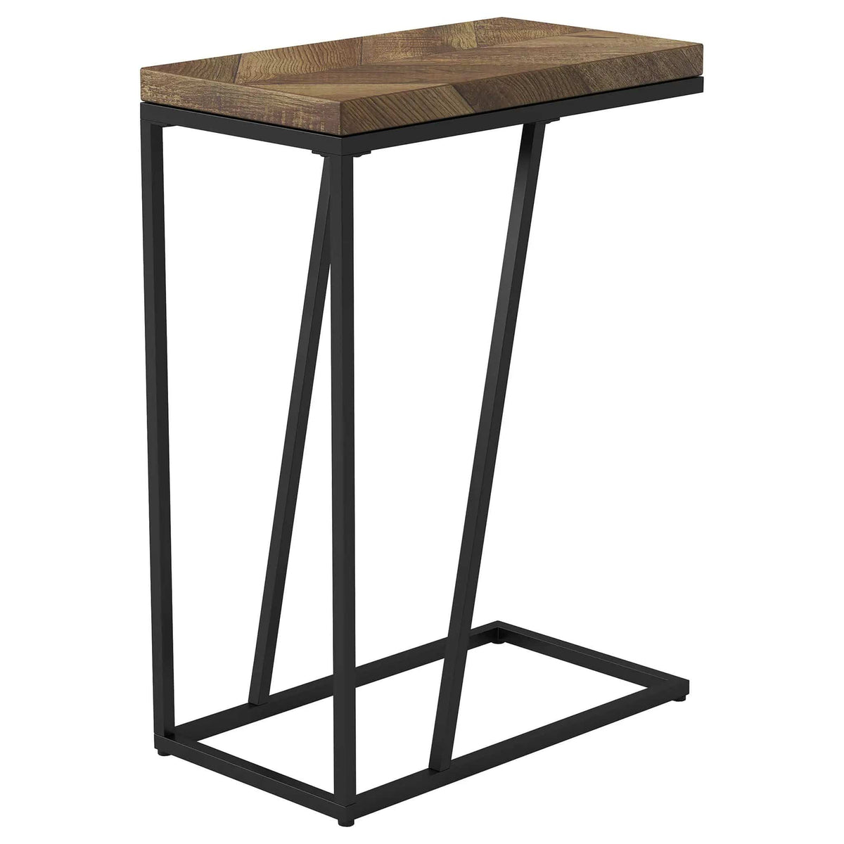 Sergio Engineered Wood C-Shaped Side Table Rustic Tobacco | 10 x 18 x 25 in | Engineered Wood & Metal | Home