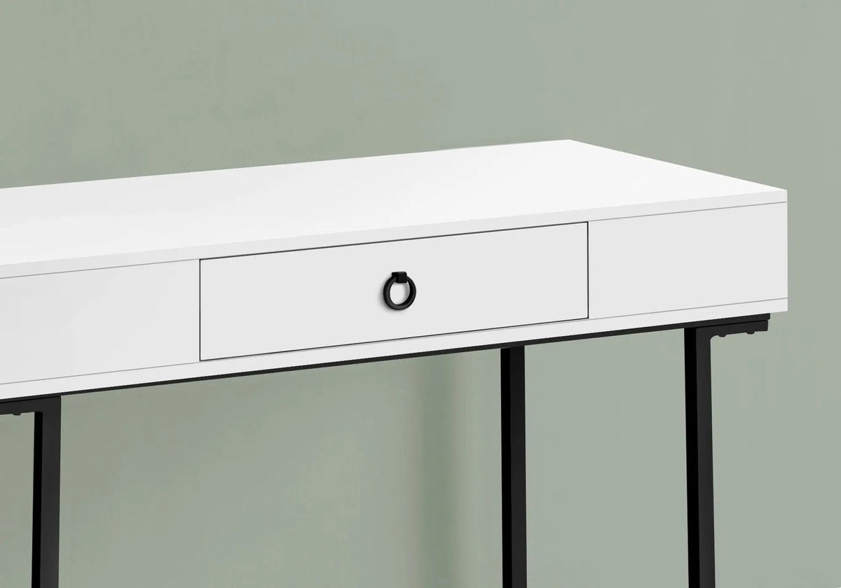 Glossy Computer Desk | Large Center Drawer | Laminate Finish | 41.75 Inch Length