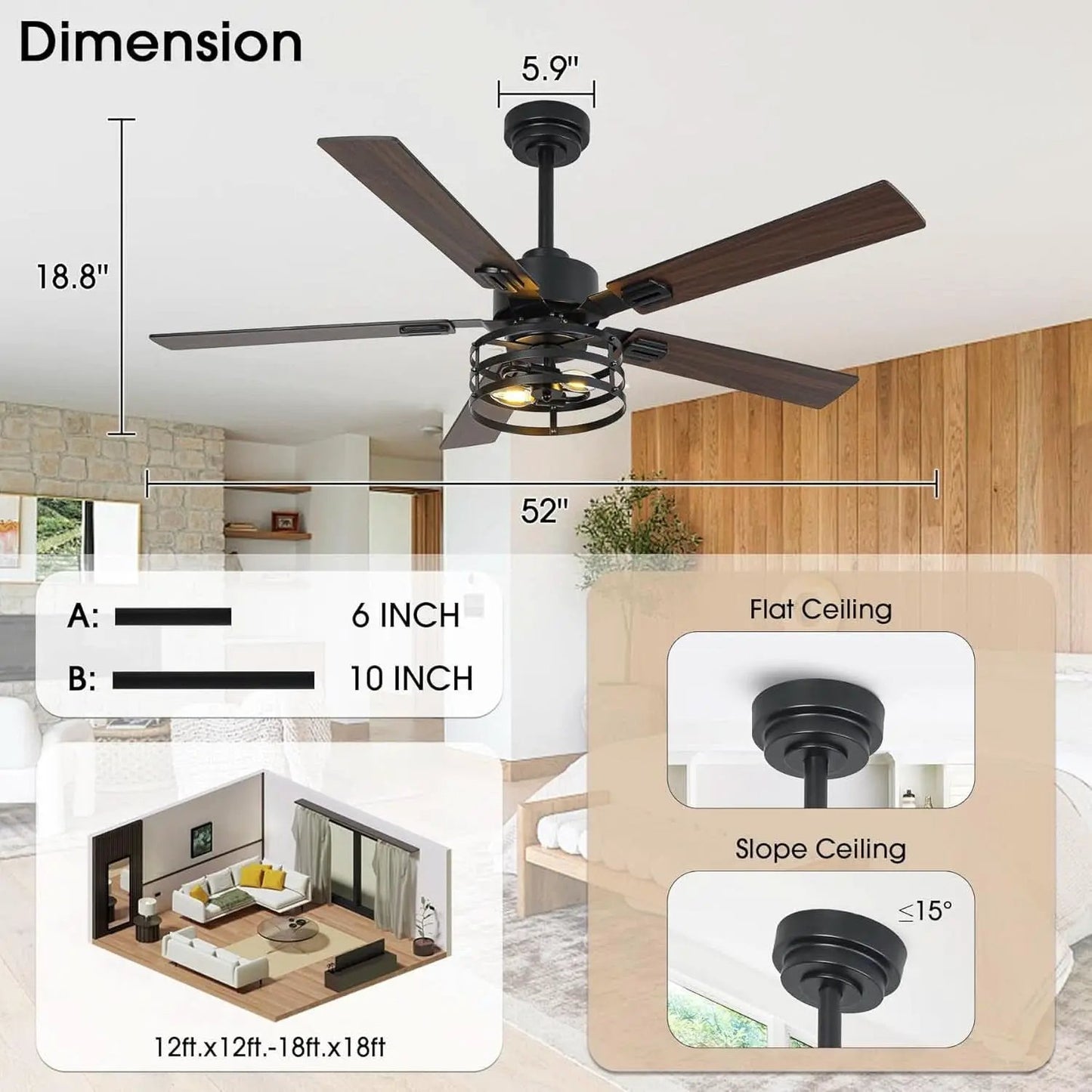 52 Inch Outdoor Ceiling Fan With Remote And Lights from PriceLows™