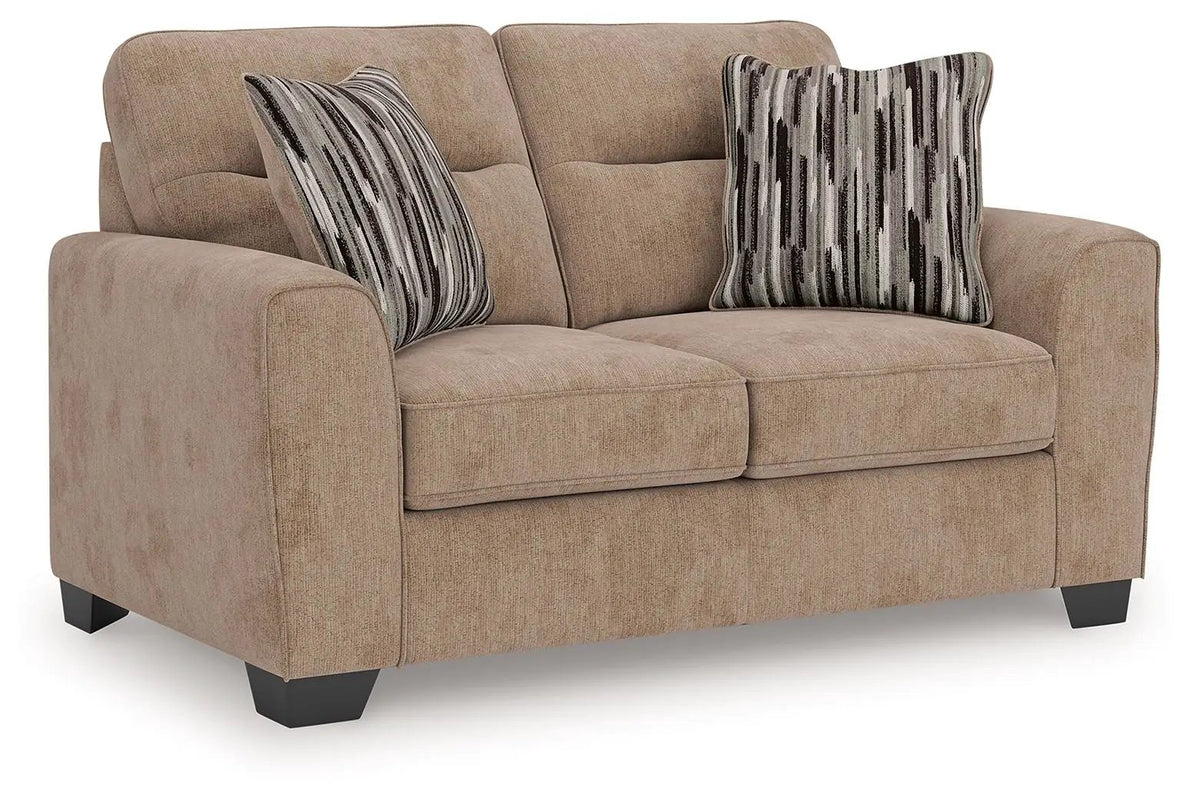 Loveseat | Mocha Upholstery | Geometric Pattern | Contemporary
