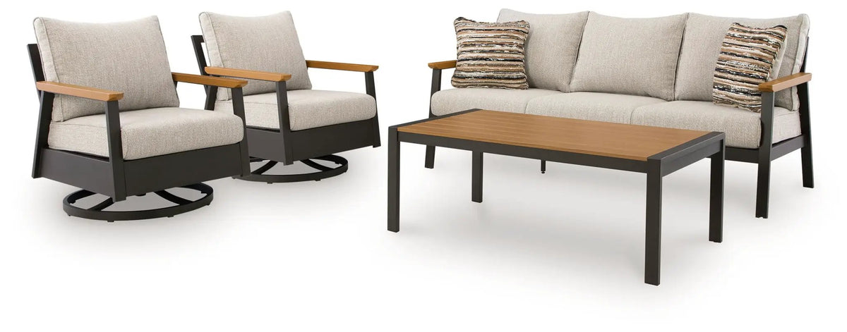 Carmel Highlands Outdoor Set | 4-Piece | Sofa Chairs And Table | Dark Brown