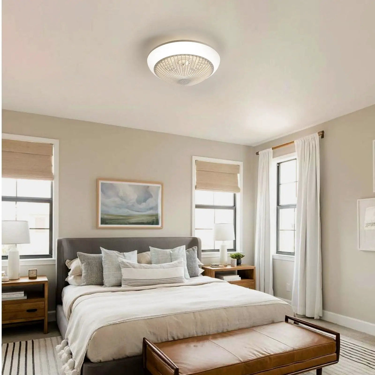 Enclosed Bladeless Ceiling Fan | 15 Inch Compact | 7 RGB Colors | Reversible Airflow