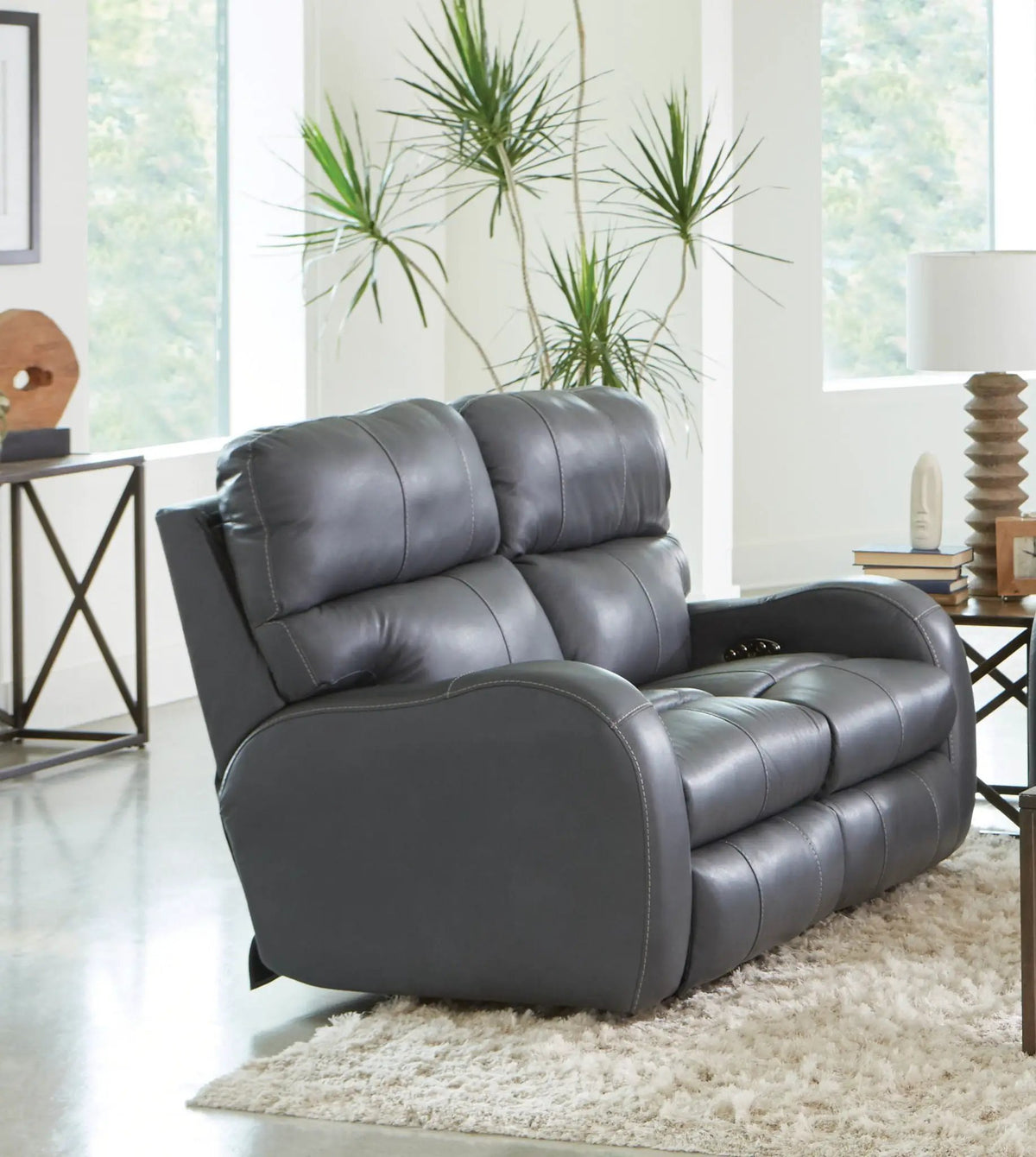 Power Reclining Loveseat | Lay Flat | Genuine Leather | 60 Inch