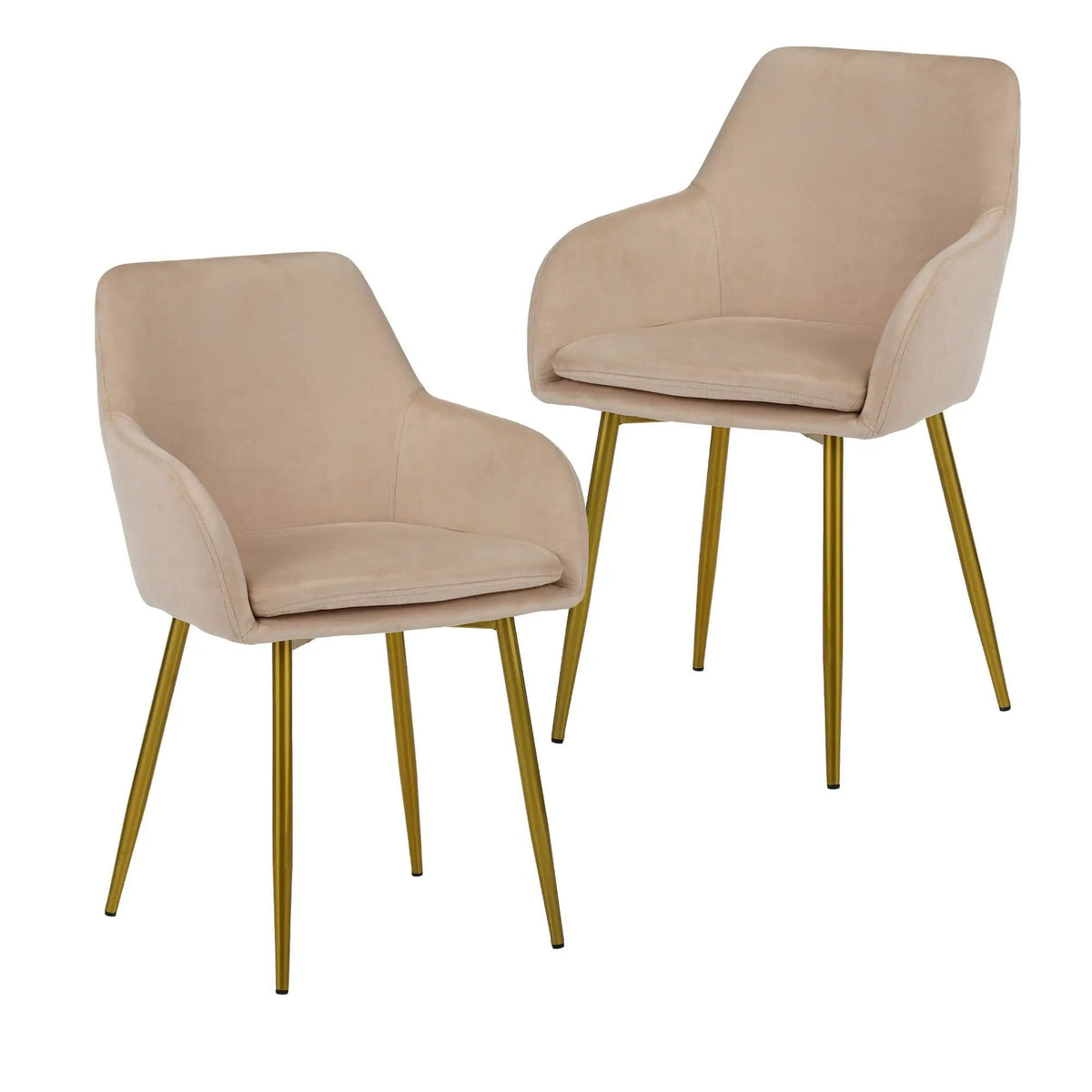 Dining Chair Set For Dining Rooms (Set of 2) - | 23.4 x 21.2 x 33 in | Velvet & Fabric | Beige