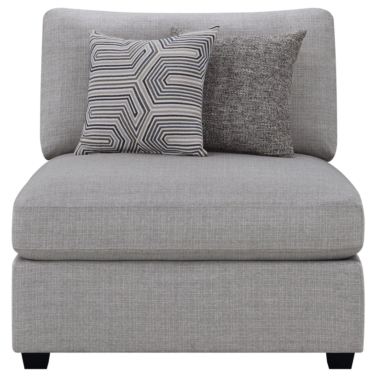 Cambria Upholstered Armless Chair | 39 x 39 x 38 in | Solid Wood & Fabric | Grey