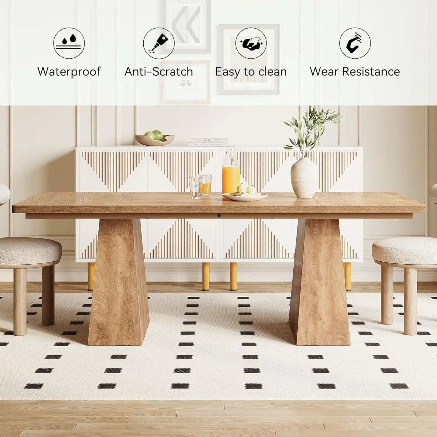 Oak Dining Table For 6 With Scratch Resistant Coating from PriceLows™