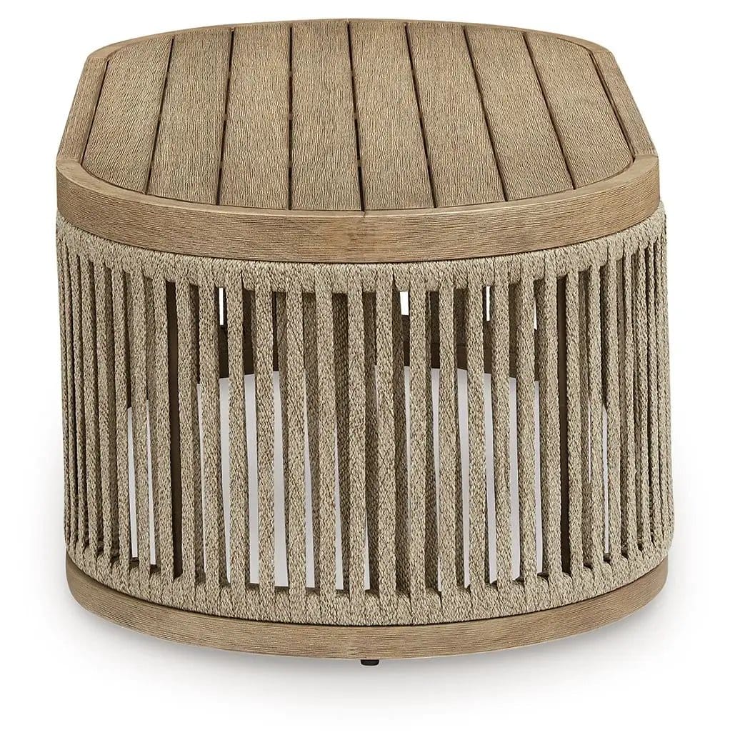 Serena Shores Rectangular Cocktail Table | 47.38 x 23.63 x 16.38 in | Polyester & Wood | Beige