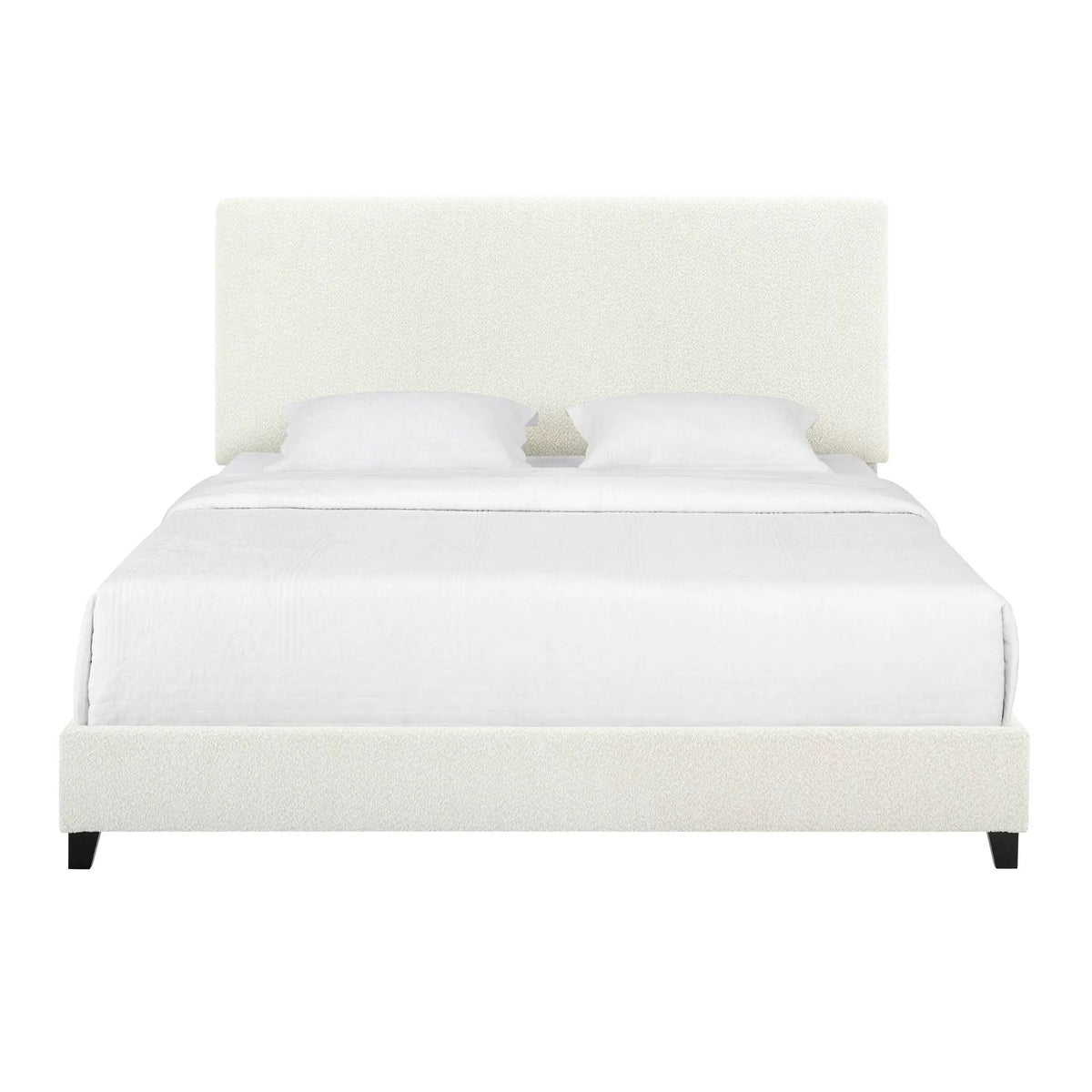 Platform Bed | Upholstered Headboard | Laminated Veneer Lumber | CNC-Cut Plywood Frame