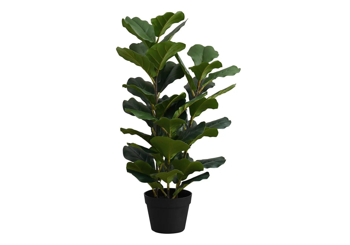 32 Inch Artificial Fiddle Tree | 45 Real Touch Leaves | Indoor Faux Floor Plant | Potted
