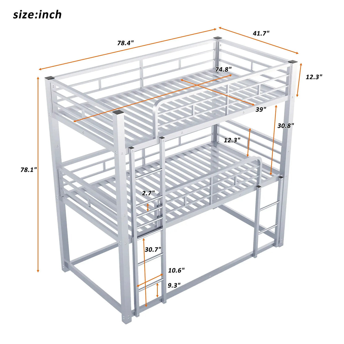 Triple Bunk Bed | Solid Metal Frame | Safety Guardrails | Space Saving