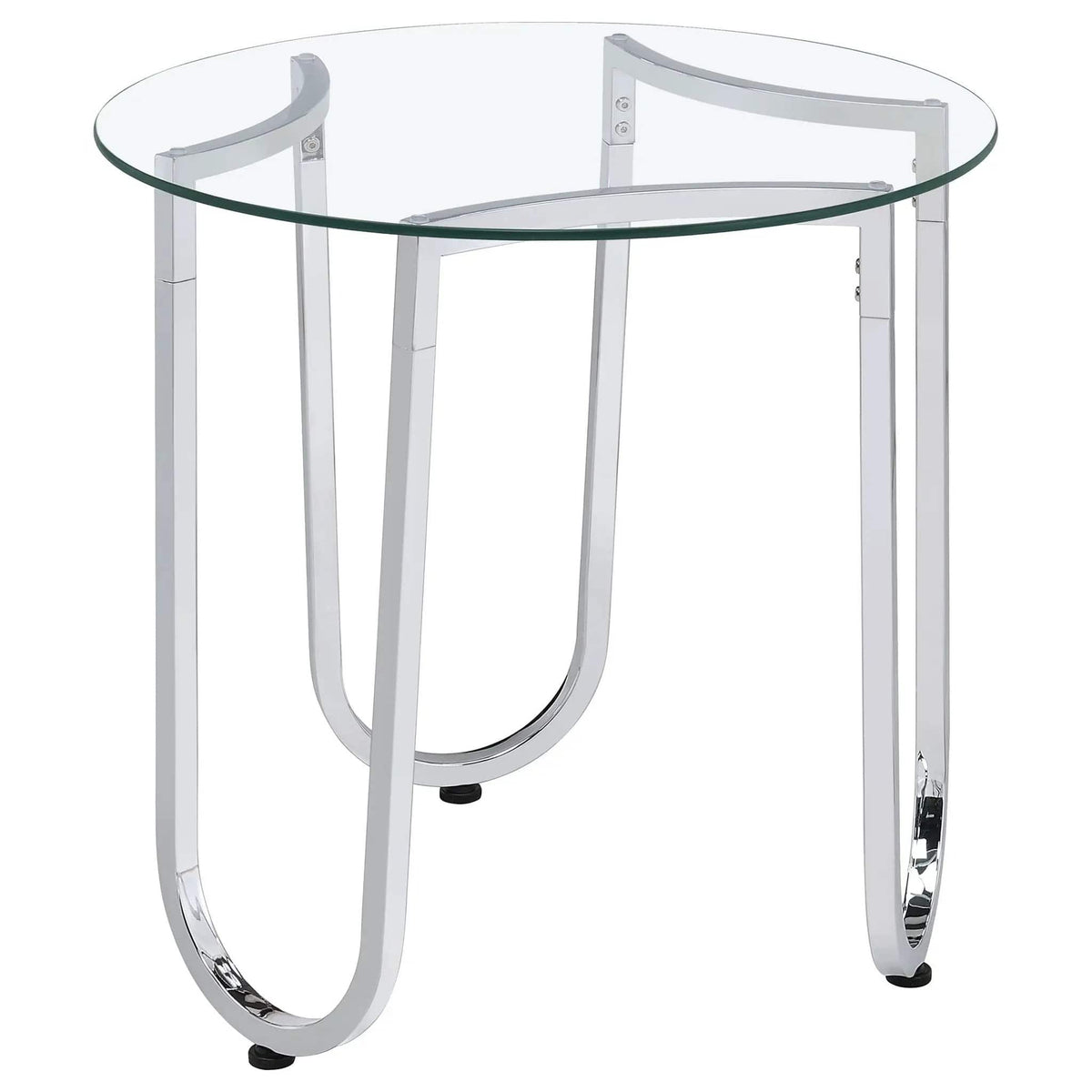 Beller 2-piece Round Tempered Glass Top Coffee Table Set Chrome | 2-Piece Set | Tempered Glass & Metal | Dining Room