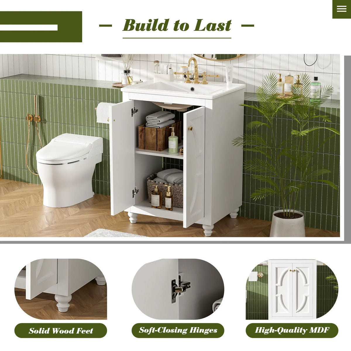 Bathroom Vanity | Soft Close Hinges | Back Open Design