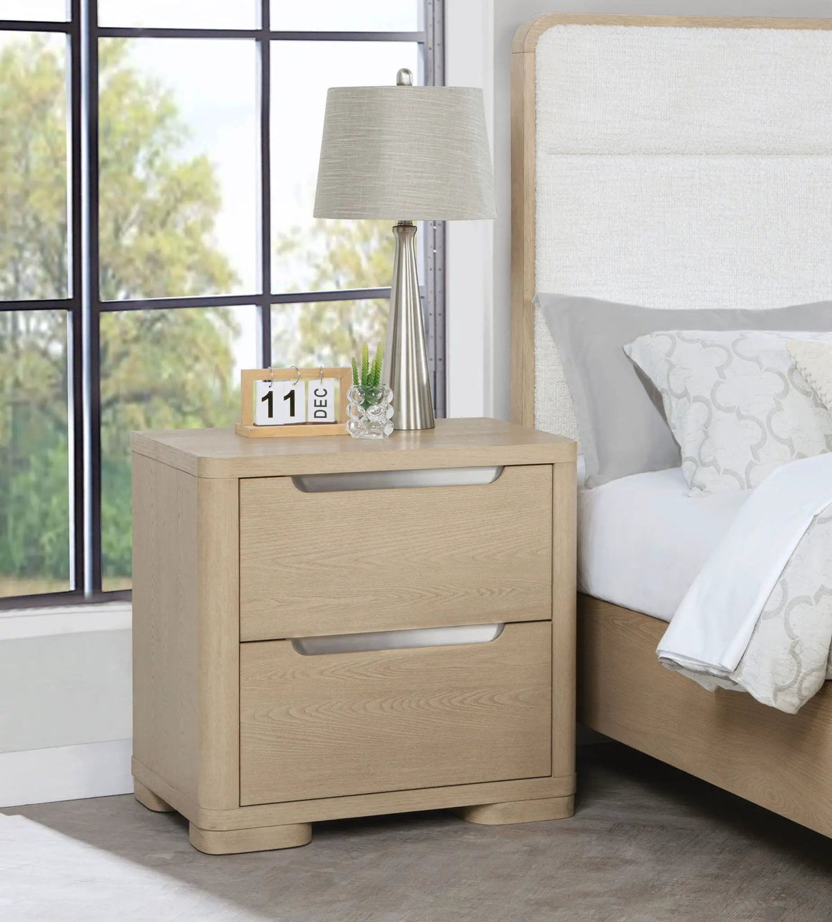 Ladera 2-drawer Nightstand Bedside Table Light Elm | 27.25 x 17 x 26.25 in | 2-Drawer | Bedroom