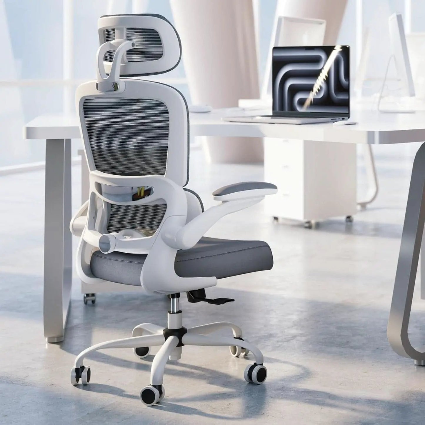 Ergonomic Office Chair Height Adjustable White Backrest from PriceLows™