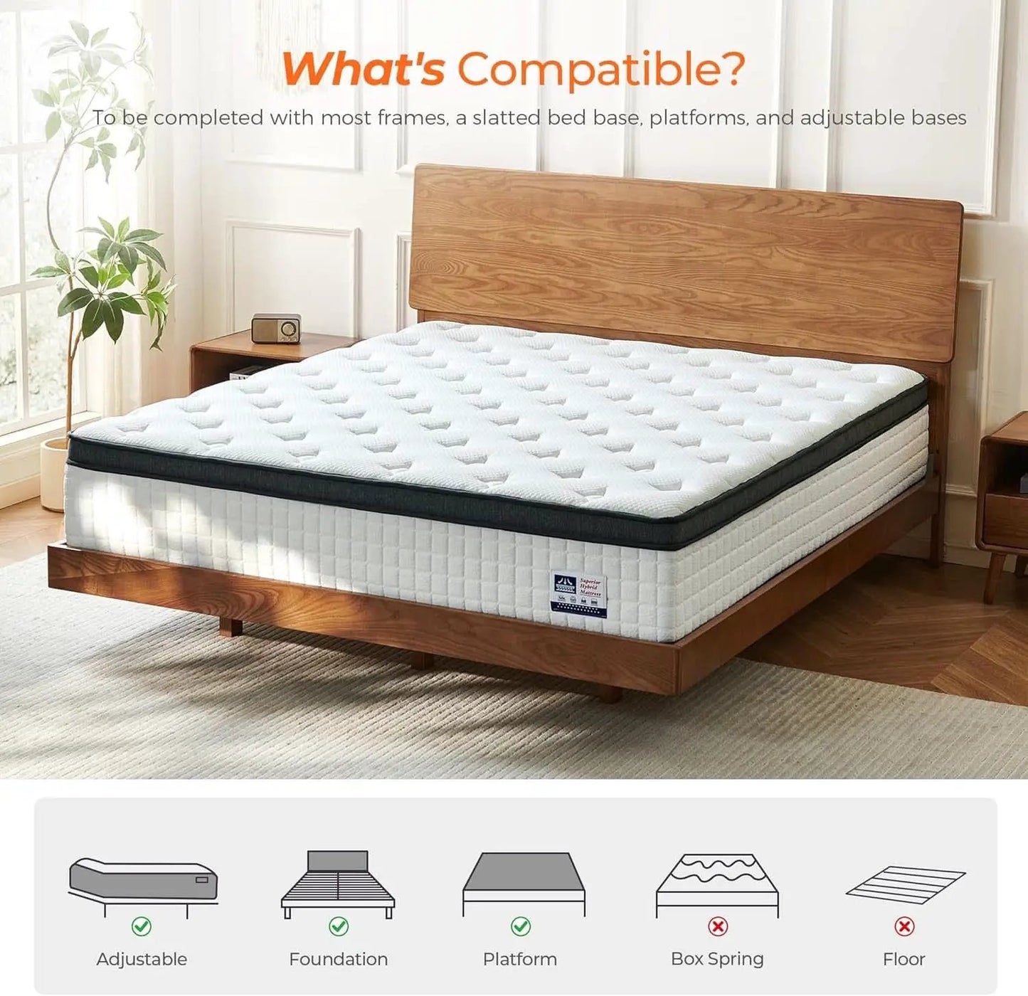 Queen Size Hybrid Mattress Gel Memory Foam Pro Edition from PriceLows™