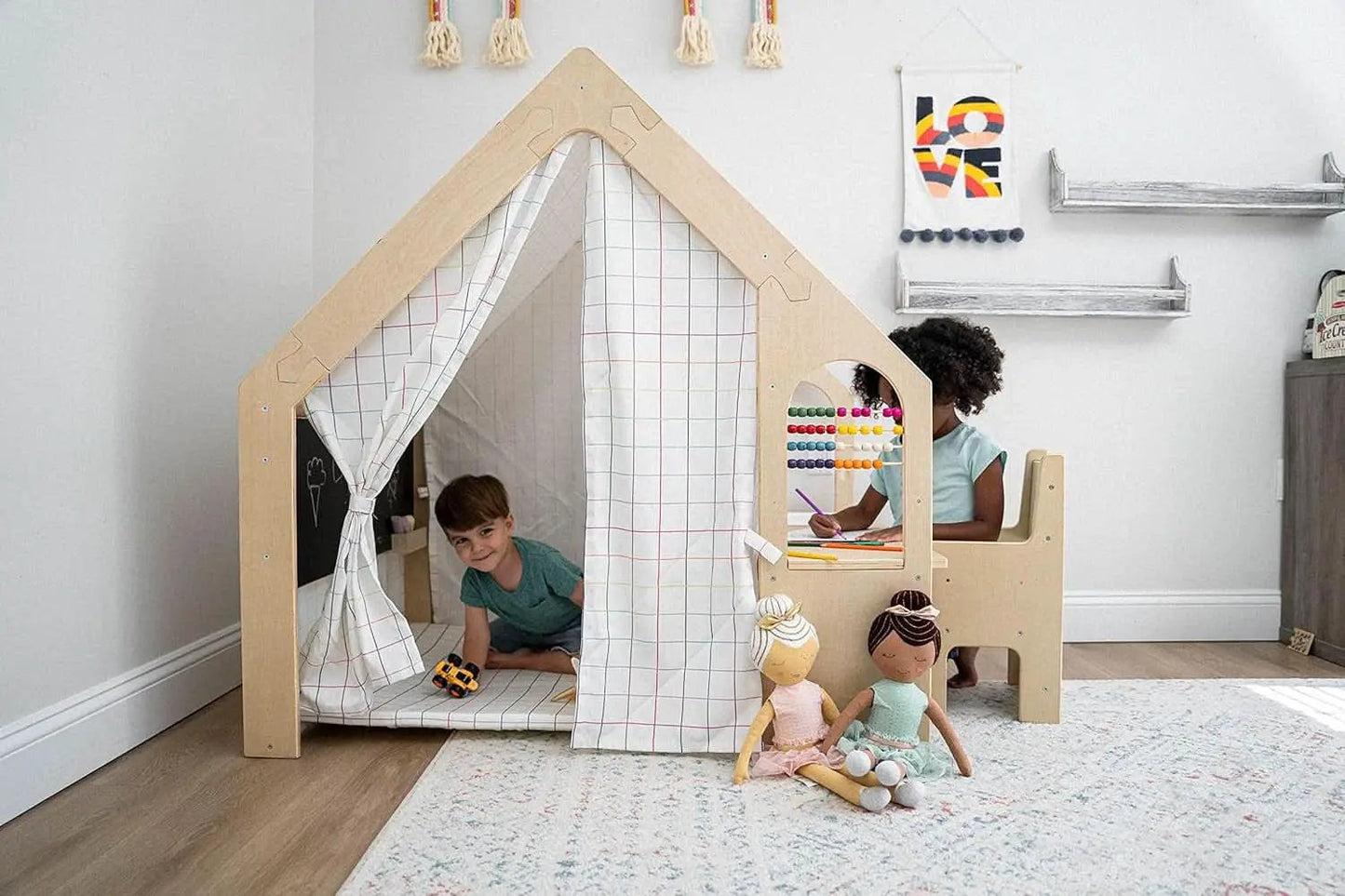 Montessori Style Indoor Playhouse Desk Chair Chalkboard from PriceLows™