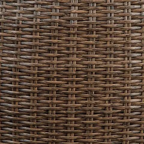 Double Point Round Cocktail Table | 36.38 x 36.38 x 17.75 in | Wicker & Stainless Steel | Beige