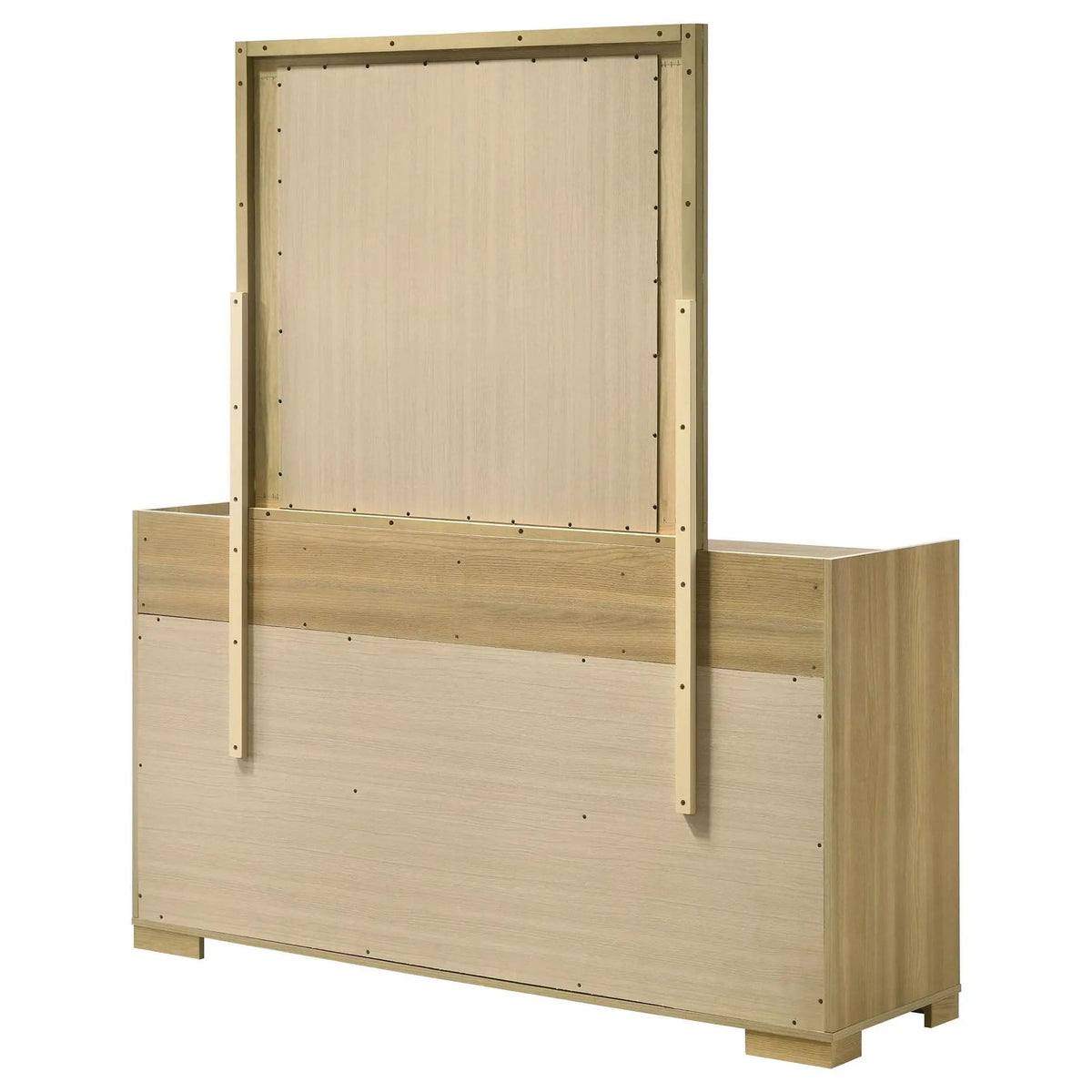 Hyland 6-drawer Dresser with Mirror | 60.75 x 17.25 x 70.25 in | Engineered Wood & Veneer | Natural