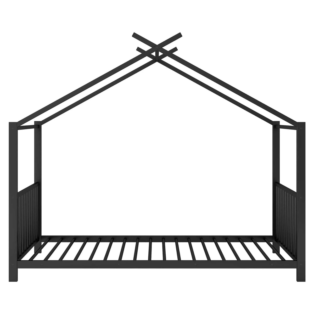 Metal House Platform Bed With Modern Design And Durable Frame | 77.5 x 40.5 x 63.8 in | Metal | Bedroom