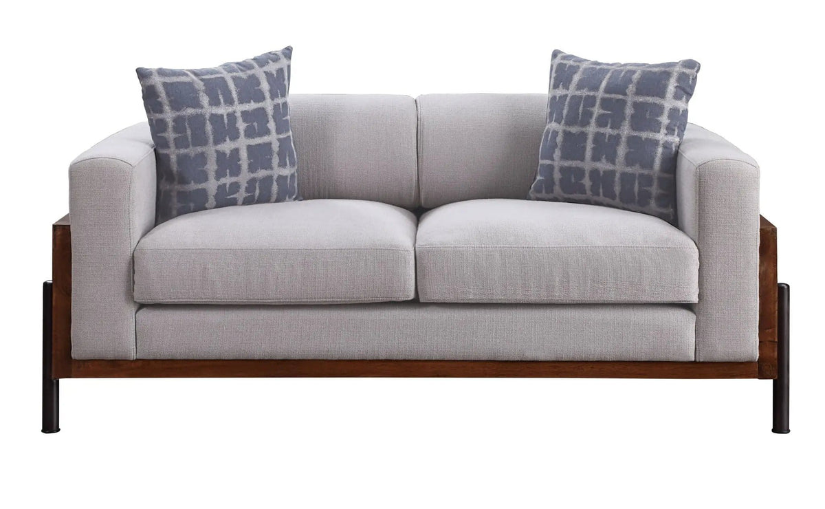 Pelton Loveseat With 2 Toss Pillows | 38 x 71 x 30 in | Solid Wood & Walnut | Walnut