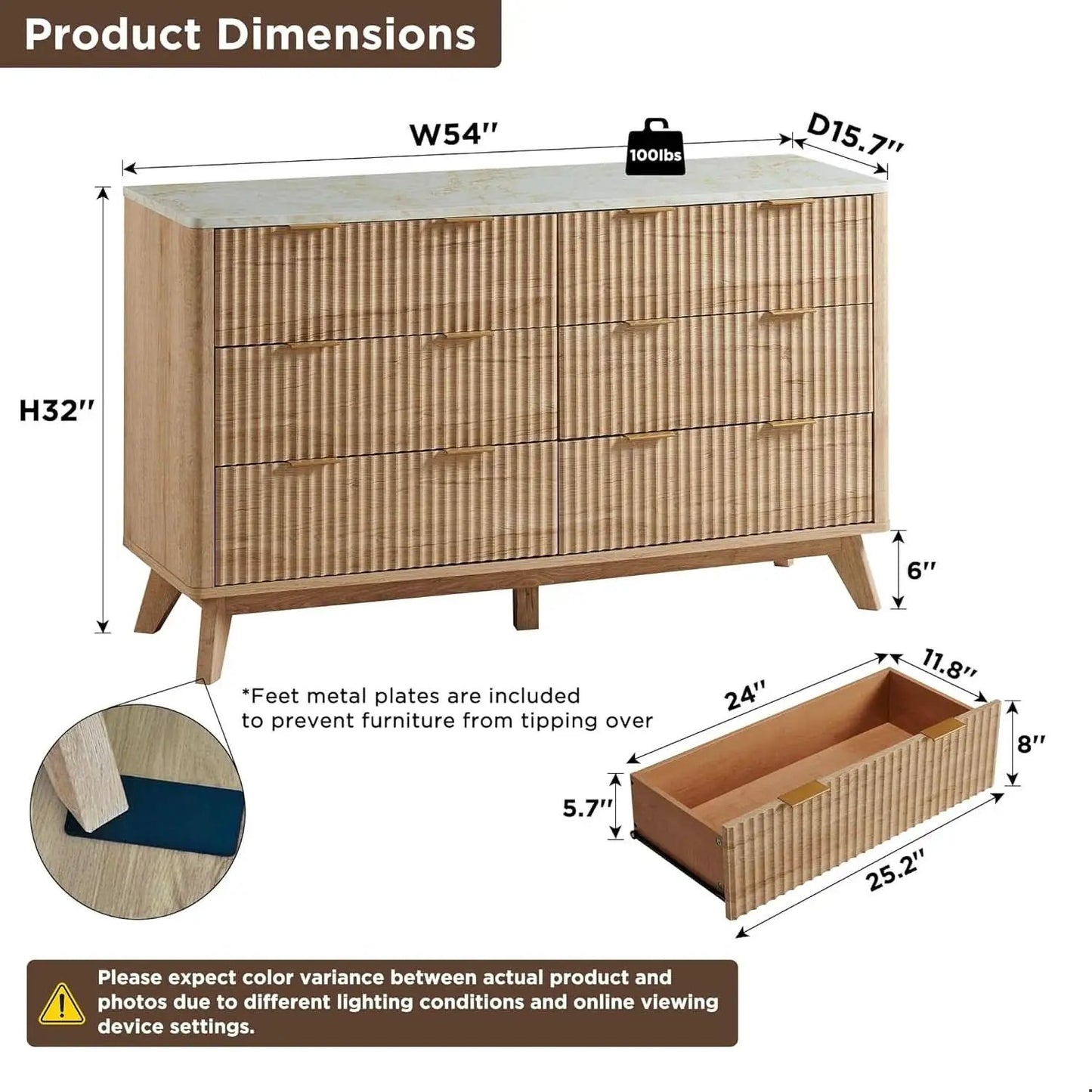 Natural Oak Dresser With Faux Marble Top Bedroom Furniture from PriceLows™