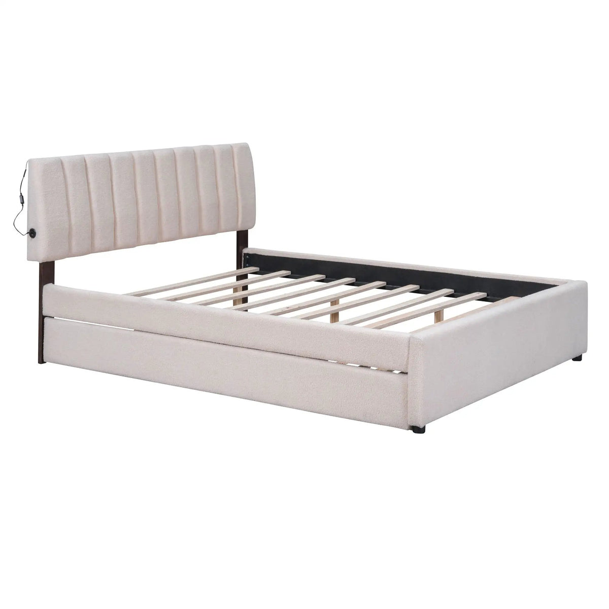 Upholstered Platform Bed | Trundle Included | Comfortable Design | 76 Inch Length