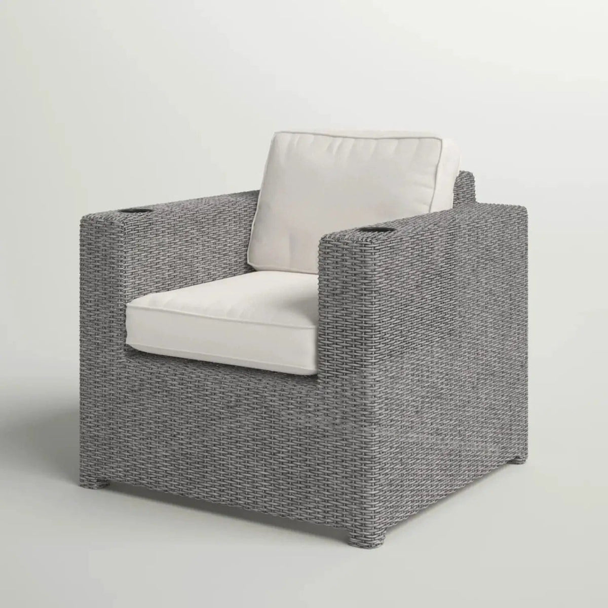 Aviara Outdoor Club Chair Timeless Comfort With Plush Cushions | 33 x 33 x 26 in | Wicker & Aluminum | Gray Mix