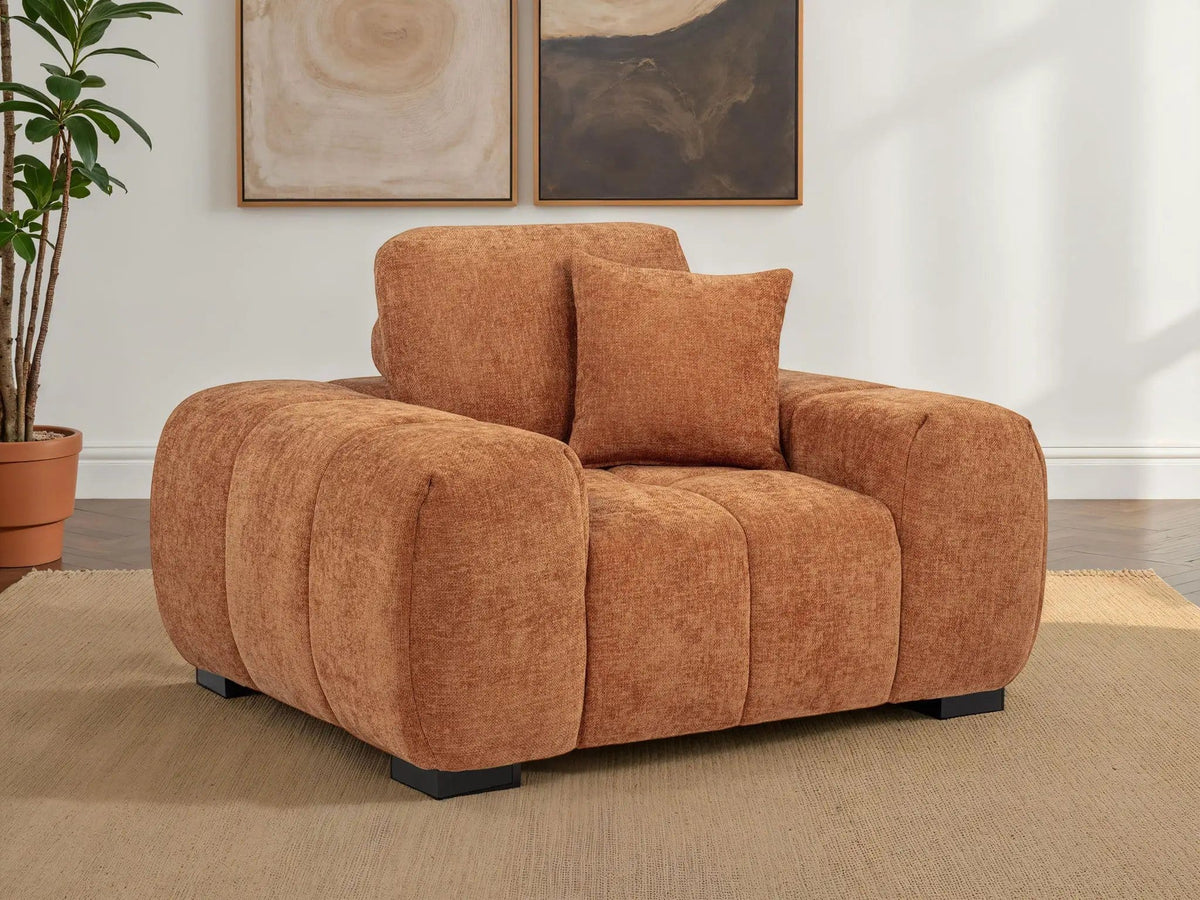 Octavia Upholstered Track Arm Accent Chair | 54.75 x 41.75 x 35.5 in | Living Room Furniture | Orange