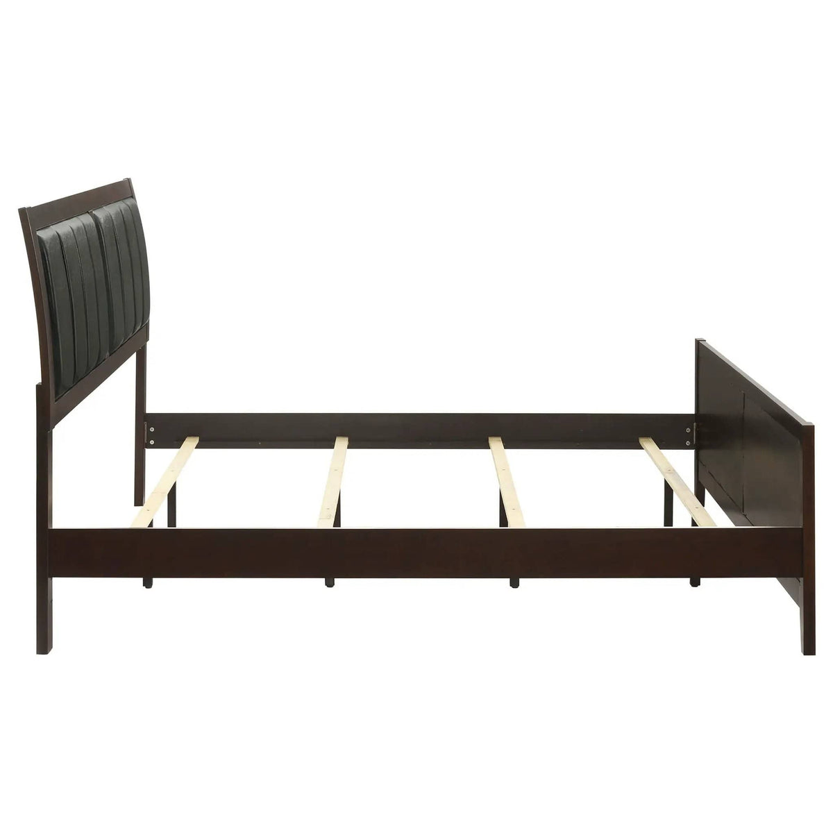 Carlton Wood Eastern King Panel Bed | 79.25 x 86.5 x 50.5 in | Rubberwood & Engineered Wood | Cappuccino