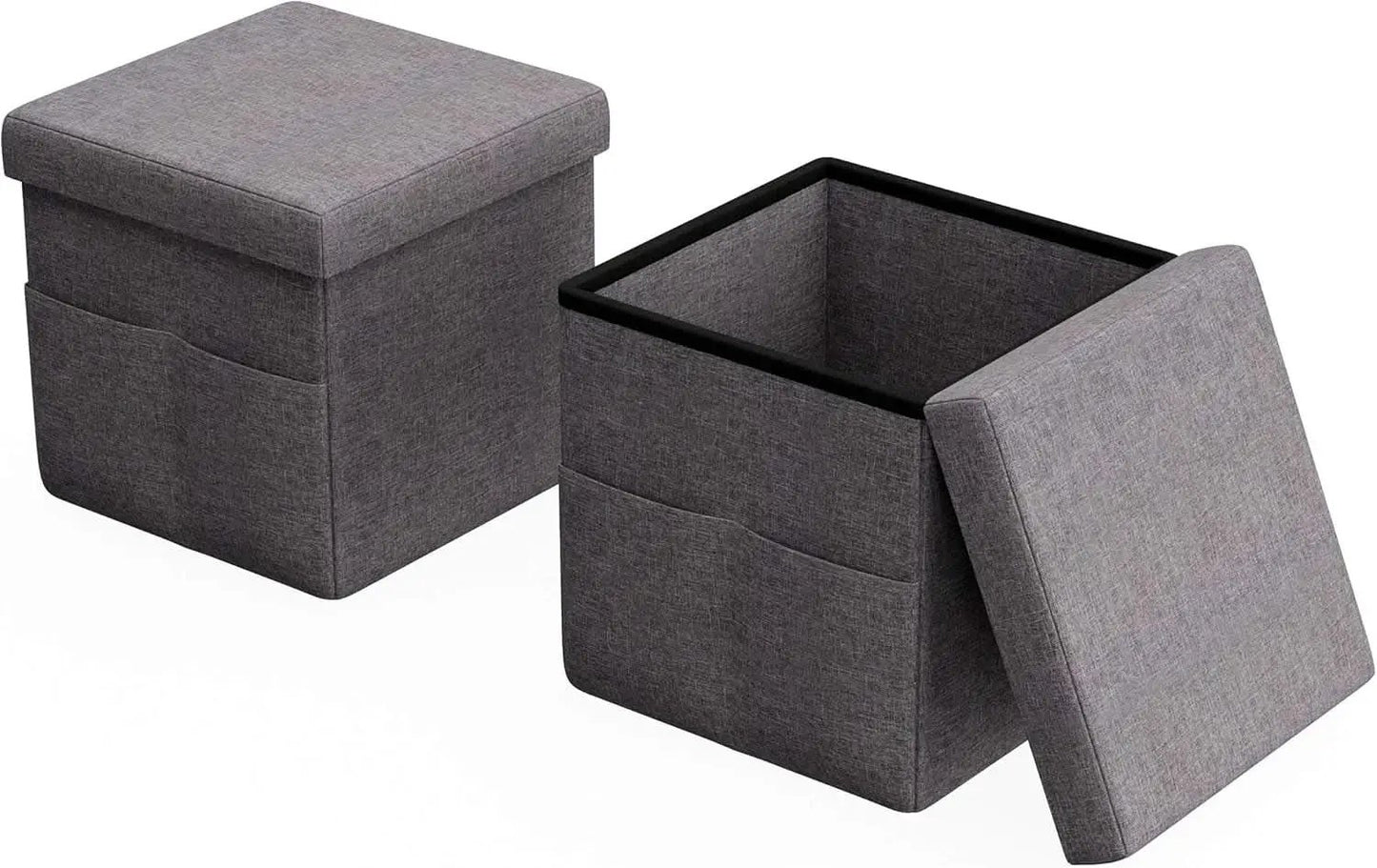 Gray 15 Inch Collapsible Storage Ottomans Compartments from PriceLows™
