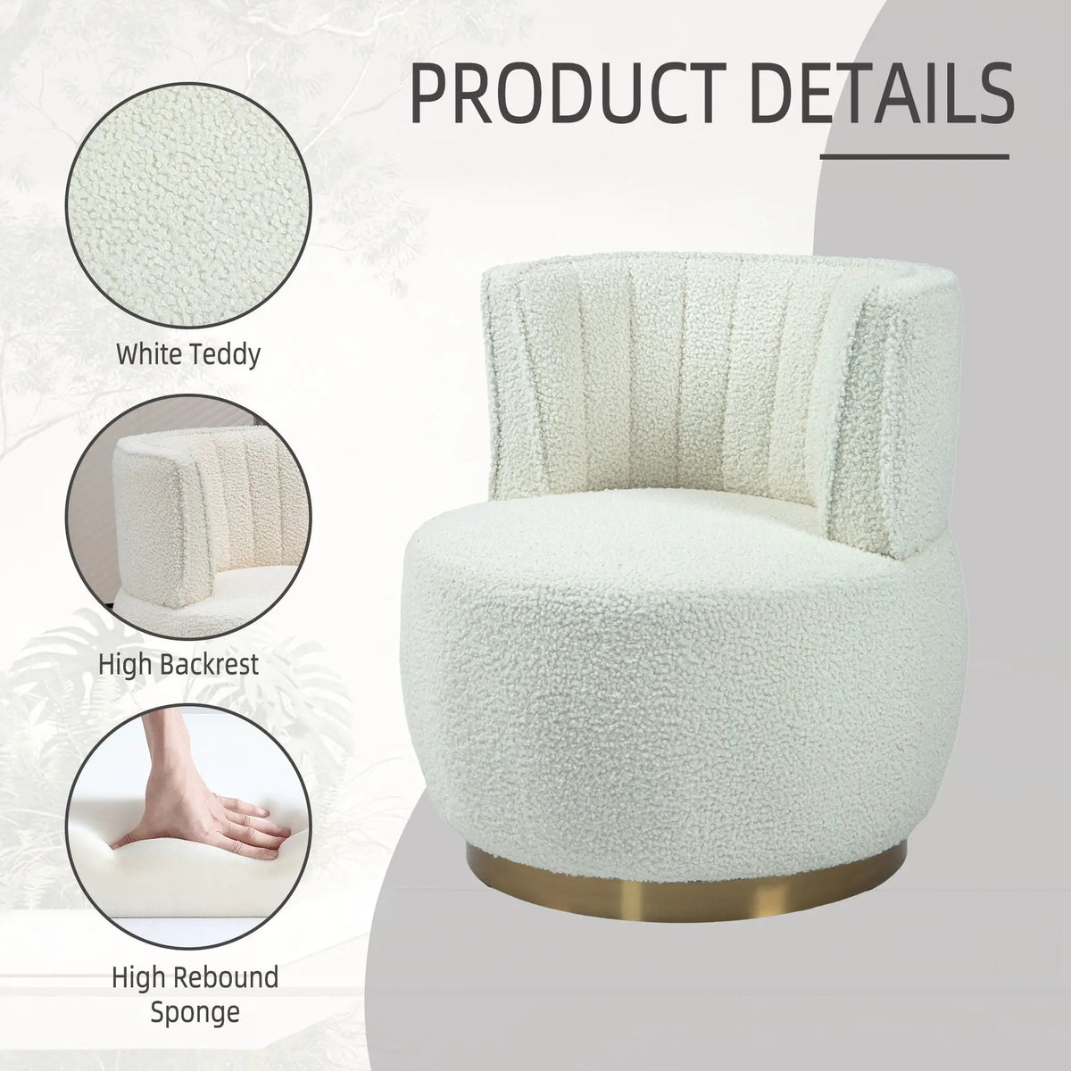 360 Degree Swivel Barrel Chair | Cuddle Accent Sofa Chair | Super Soft Fabric | Wrap-Around Barrel Back