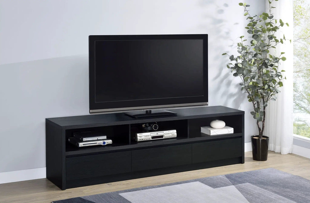 Rutland 78-inch 3-drawer TV Stand Media Console | 78 x 15.5 x 22 in | Engineered Wood & Veneer | Black
