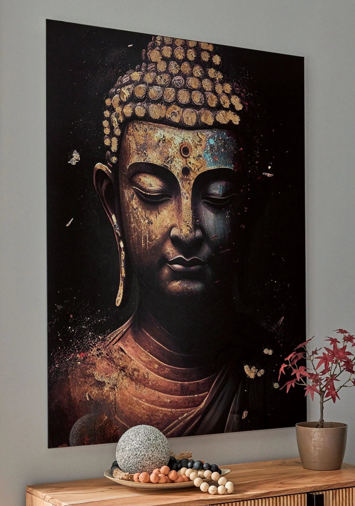 Caymoore Wall Art Wall Decor | 36 x 1 x 48 in | Glass | Black / Gold Finish